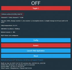 Screenshot of a device interface showing status and function information.