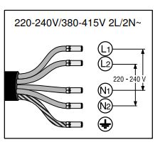 Podłączenie płyty indukcyjnej 2x230V 2L/2N