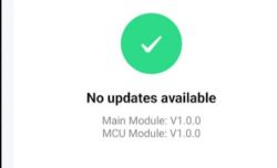 Screen message indicating no updates available with version 1.0.0 for both modules.