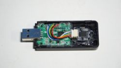 Interior of a USB drive with a fingerprint reader module