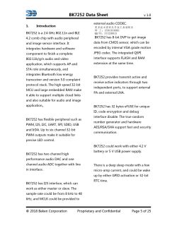 BK7252 Datasheet β Introduction and Key Features BK7252 datasheet page with introduction and main technical features of the chip.