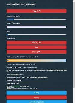 User interface for controlling LED lighting with various configuration options.
