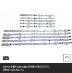 Listwy LED Samsung D4GE-400DCA-R2 i D4GE-400DCB-R2 ułożone na białym tle.
