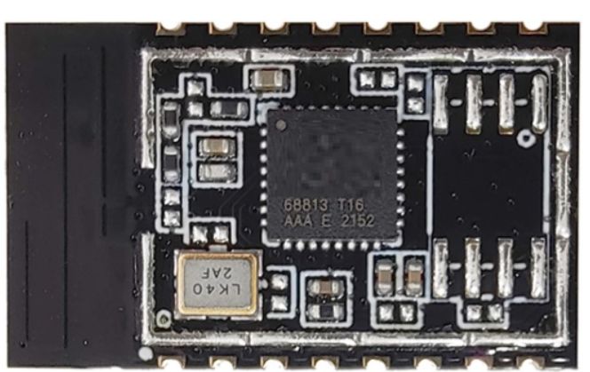 Electronic module with visible ICs and SMD components on a black PCB.