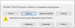 Okno błędu Urządzenie nie jest gotowe podczas kopiowania danych.