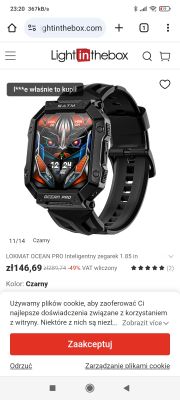 Zdjęcie zegarka inteligentnego LOKMAT OCEAN PRO z kolorowym wyświetlaczem.