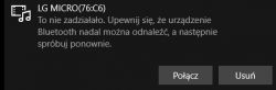 Problem z łączeniem urządzeń za pośrednictwem bluetooth po sparowaniu W10
