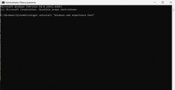 Zrzut ekranu z wiersza polecenia Windows z komendą deinstalacji.