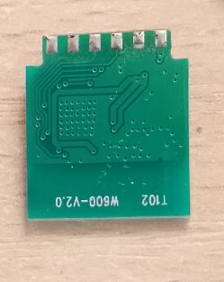 Printed circuit board with the marking T102 W600-V2.0, top view.