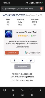 Internet 5G/LTE 49.825762,19.498262 - Play czy inny operator i ZTE MC889?