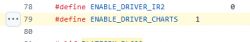 Screenshot of code from a configuration file showing ENABLE_DRIVER_CHARTS set.
