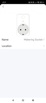 Smart Socket App Screenshot Screenshot of an app with a smart power metering socket.