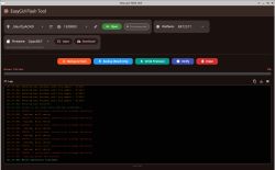 Screenshot of EasyGUI Flash Tool showing “Erase failed” and an error log