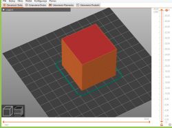 Wizualizacja sześcianu w programie do druku 3D na siatce projekcyjnej.