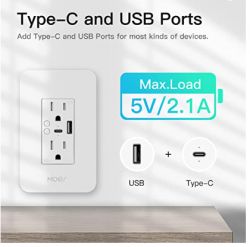 [BK7231N/CB2S] MOES Smart USB Wall Outlet with USBC charger WK-US2-TC (5V/2.1A)