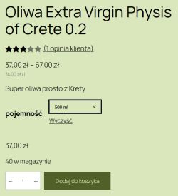 Ekran produktu WooCommerce z ceną jednostkową za 1 litr pod ceną zbiorczą