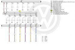 Schemat elektryczny drzwi tylnych samochodu Volkswagen.