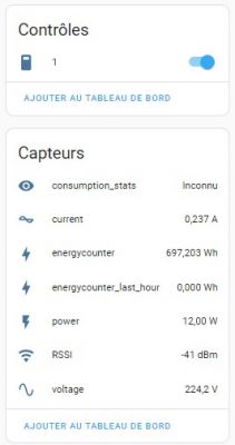 Screenshot of an energy consumption monitoring app interface with a set of data.