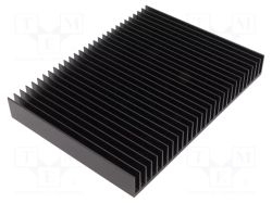 Czarny radiator aluminiowy z gęstym układem pionowych żeber