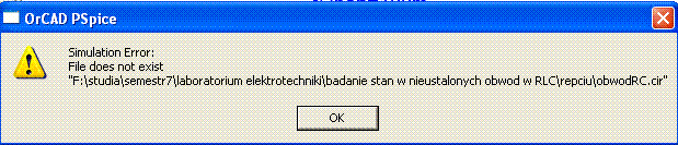Pspice 9.1 Student - błąd podczas symulacji, jak go naprawić?