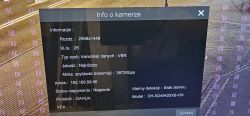 Ekran z informacjami o kamerze z artefaktami.