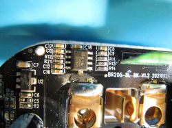 BR205_BL_BK_V1.2 Circuit Board with BL0937 Component Close-up of an electronic circuit board with components labeled as BR205_BL_BK_V1.2.