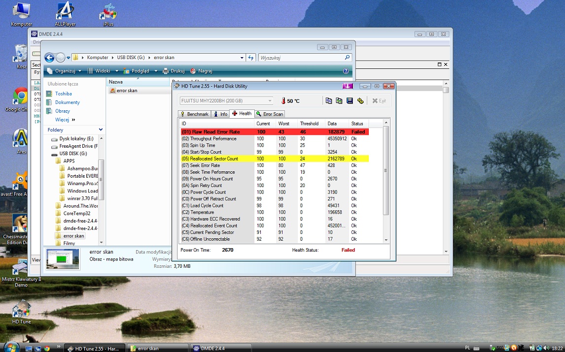 Dysk 200GB da rady naprawic? Raw read error rate FAILED