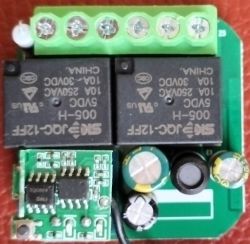 Curtain Controller with Relays Image of a curtain controller with two relays on a PCB.