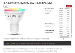 BKL1262 - RGBCW GU10 LED B.K.Licht Bulb [ESP8266][Tuya-convert?]