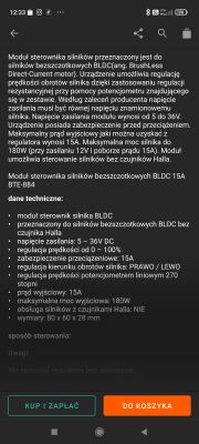 Informacje o module sterownika silnika BLDC do silników bezczujnikowych.
