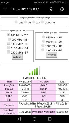 Jaką antenę do LTE 800 wybrać na odległość ok 8km(Huawei B525)?