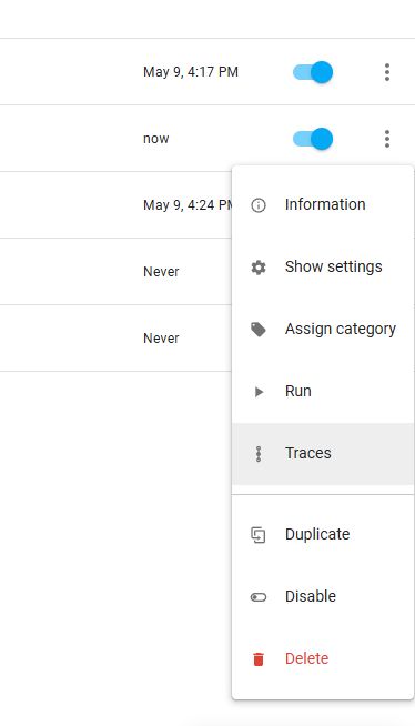 Automation Management Menu in Home Assistant Screenshot of automation management menu in Home Assistant with management options.