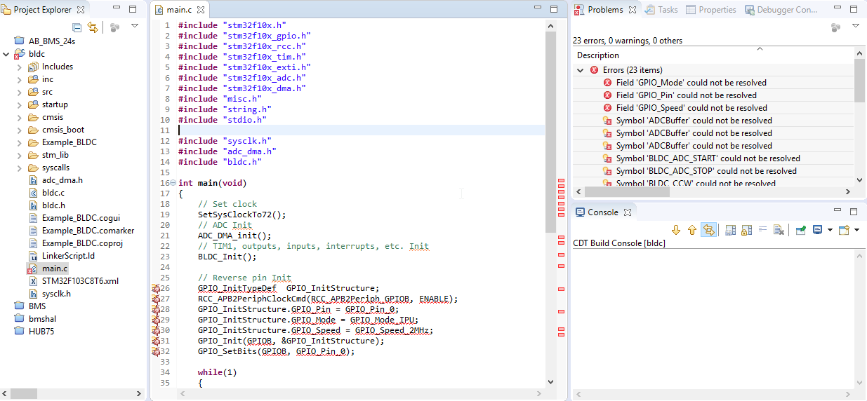 Import projektu eclipse ac6 stm32 undefined reference itd..