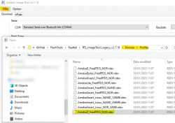 Screenshot of Ameba Image Tool V2.7.18 with a device profiles folder open.