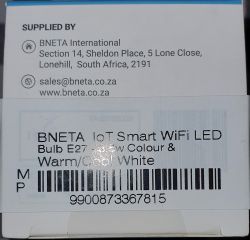 BNETA IoT Smart WIFI LED Bulb E27 - RGB+2700-6500K bulbs (BK7231N/CB2L/BP5758D)