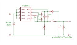 Electronic circuit diagram with KP1505X chip and passive components