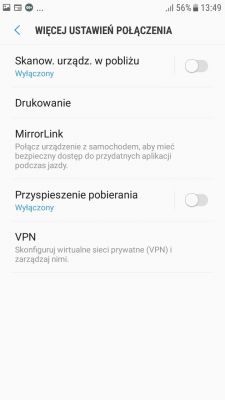 Zrzut ekranu z ustawień połączeń na telefonie z Androidem.