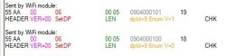 Screenshot showing data related to the SetDP command sent by a WiFi module.