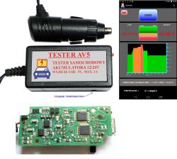 Tester akumulatora 12V / 24V woltomierz samochodowy na androida (ładowarka) Tester akumulatora 12V / 24V woltomierz samochodowy na androida (ładowarka)