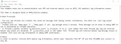Screenshot of a readme.md file showing a description of the function and working principles of a demo application for APP and WIFI modules.