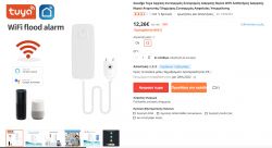 Tuya WiFi Flood Alarm Device in Online Store Listing for Tuya WiFi flood alarm device with integration features in an online store.