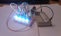 Zabawka dla dziecka - płyta z diodami super flux zasilanymi z Joule Thief (1,5V) Zabawka dla dziecka - płyta z diodami super flux zasilanymi z Joule Thief (1,5V)