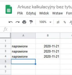 Excel - Google Sheets - blokowanie daty przy konkretnej wartości.