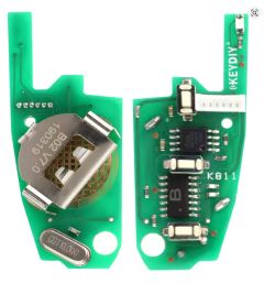 Płytka PCB pilota z widocznymi elementami elektronicznymi i gniazdem baterii
