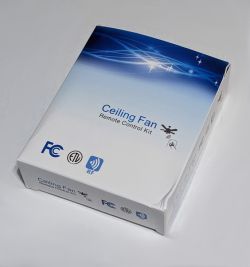 Ceiling Fan Remote Control Kit Box Ceiling fan remote control kit box with certification logos.