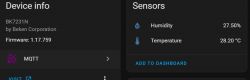 Device and Sensor Information Screenshot showing device and sensor information.