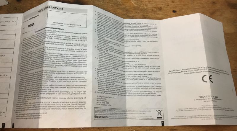 WS-04H1 Instruction Manual and Warranty Card Polish-language instruction manual for the WS-04H1 product with a warranty card.