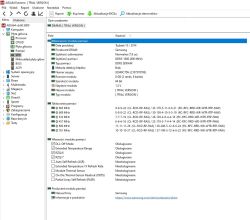 Zrzut AIDA64 pokazujący właściwości modułu RAM DDR3 Samsung 8 GB i tabelę taktowań/timingów.