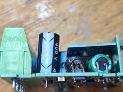 Interior of an Electronic Relay Interior of an electronic relay with visible capacitors.