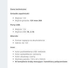 Panel fotowoltaiczny - gniazdo zapalniczki Panel fotowoltaiczny - gniazdo zapalniczki